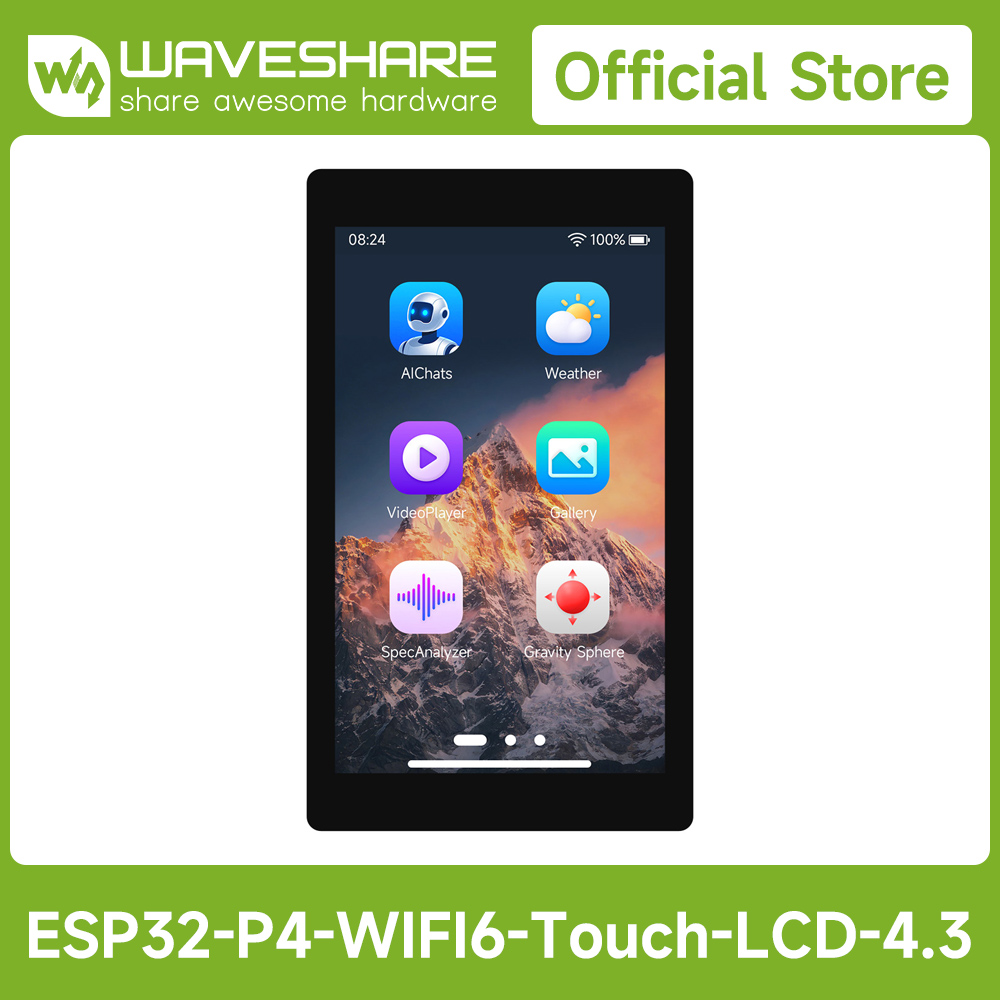 Diy Electronics Kits - Waveshare ESP32-P4-WIFI6 4,3-inch ontwikkelbord, resolutie 480